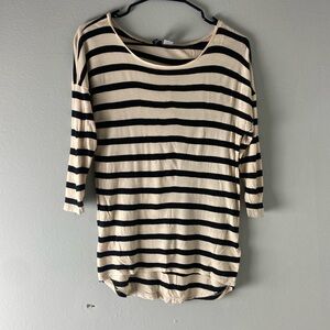 H&M Divided Size 2 Striped Cream/Black Shirt